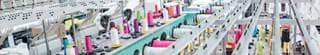 Embroidery machine at a clothing factory.