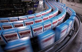 Closeup view of a manufacturing assembly line.