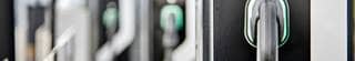 Close-up photo of an electric charging station for automobile vehicles.