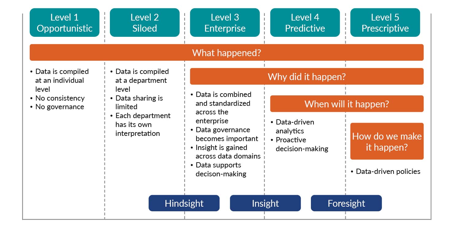 Graph showing data analytics levels.