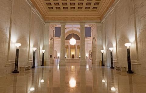 Inside of government building lobby.